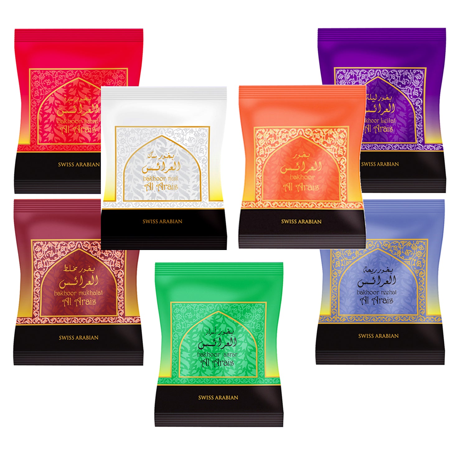 Swiss Arabian Bakhoor Pack Collection (7 x 40g Packs Bundle - Save)